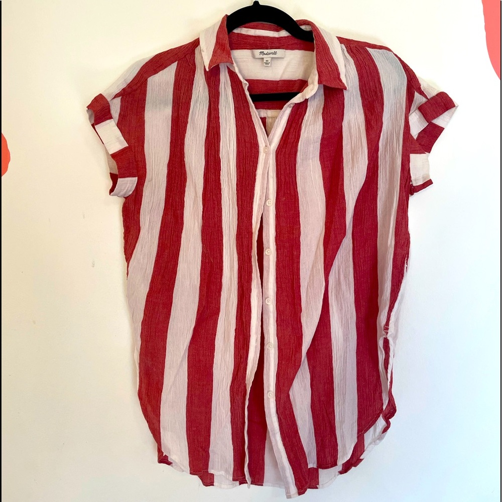 Madewell xs oversized striped button down